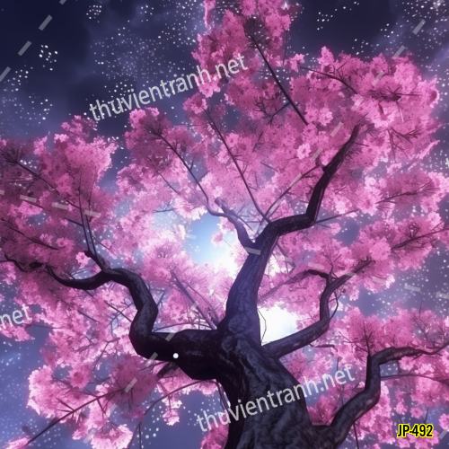 Tranh dán tường hoa anh đào-JP-492 - Tranh tường chất lượng cao